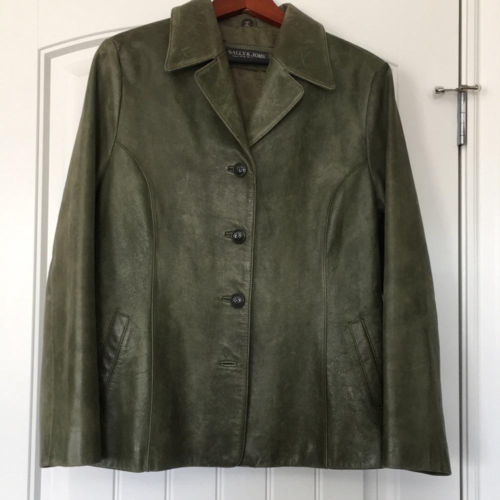 Vintage Sally & John Green Leather Jacket